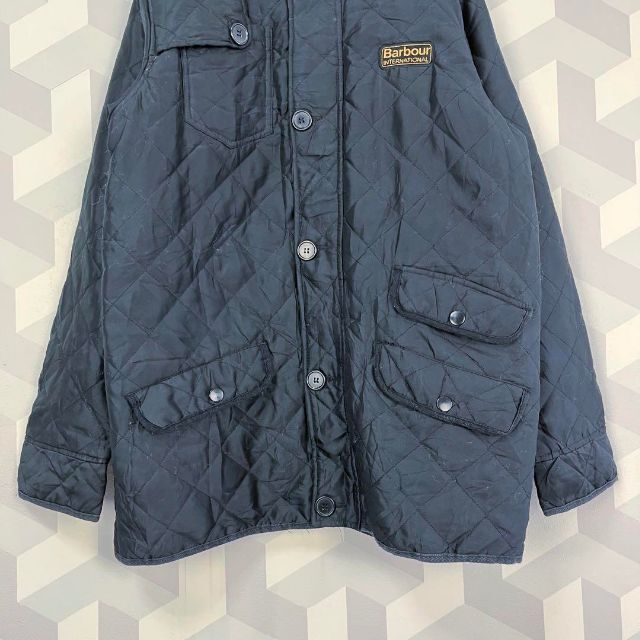 Barbour】希少デザイン ロゴ刺繍 キルティングジャケット 黒 バブアー