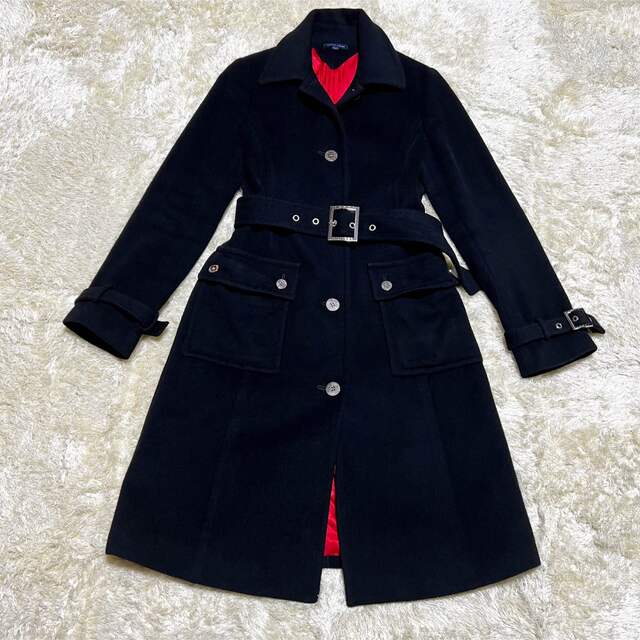 TOMMY HILFIGER(トミーヒルフィガー)の✨極美品✨tommy hilfiger アンゴラ ベルテッドコート ロング丈 M レディースのジャケット/アウター(ロングコート)の商品写真