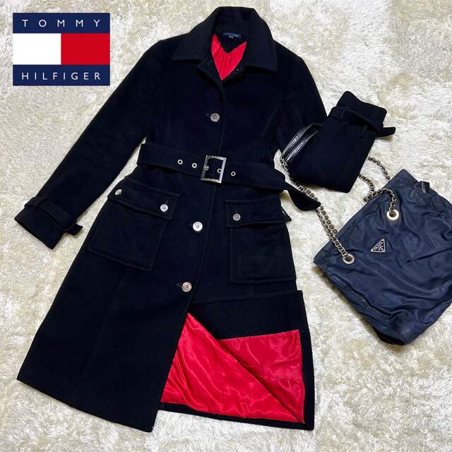 TOMMY HILFIGER(トミーヒルフィガー)の✨極美品✨tommy hilfiger アンゴラ ベルテッドコート ロング丈 M レディースのジャケット/アウター(ロングコート)の商品写真