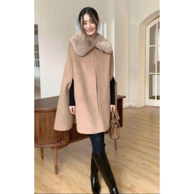 極上イタリア製 BIRTHDAYBASH Fur Collar Mantle ケープコート