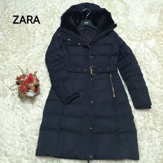 ZARA BASIC【XS】黒　ダウン　ロングコート　フェイクファーフード　極暖