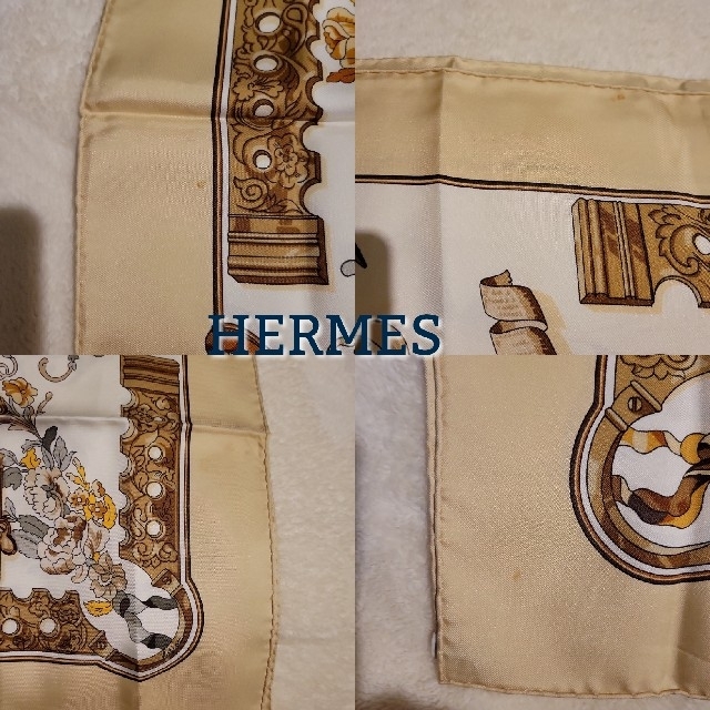 Hermes(エルメス)のHERMES　エルメス　スカーフ　シルク　カレ90　おが屑 レディースのファッション小物(バンダナ/スカーフ)の商品写真