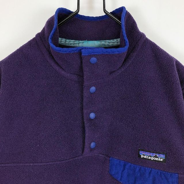 patagonia(パタゴニア)のパタゴニア シンチラ スナップT フリース M ボア パープル 紫 古着 レディースのトップス(トレーナー/スウェット)の商品写真