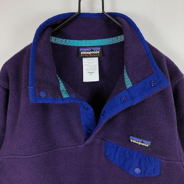 patagonia(パタゴニア)のパタゴニア シンチラ スナップT フリース M ボア パープル 紫 古着 レディースのトップス(トレーナー/スウェット)の商品写真