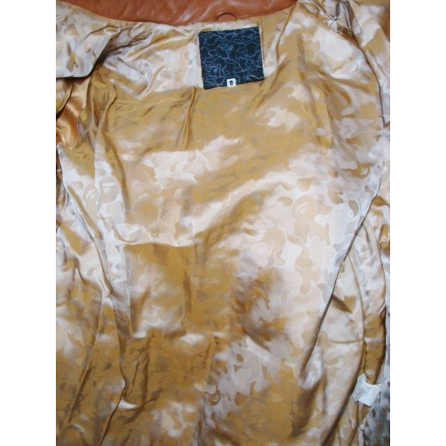 A BATHING APE(アベイシングエイプ)のAPEアベイジングエイプカウ牛皮革レザーダウンジャケットブルゾンコートXL メンズのジャケット/アウター(ダウンジャケット)の商品写真