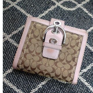 コーチ(COACH)のCOACH★中古♥二つ折り財布・ピンク＆ブラウン(財布)