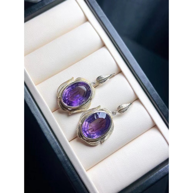 ⭐︎【天然】アメジスト ピアス s925 17x22mm | peacoop.or.th
