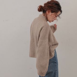 ナチュラルクチュール(natural couture)の【大人ナチュ】ボトルネックストライプニット　ベージュ(ニット/セーター)