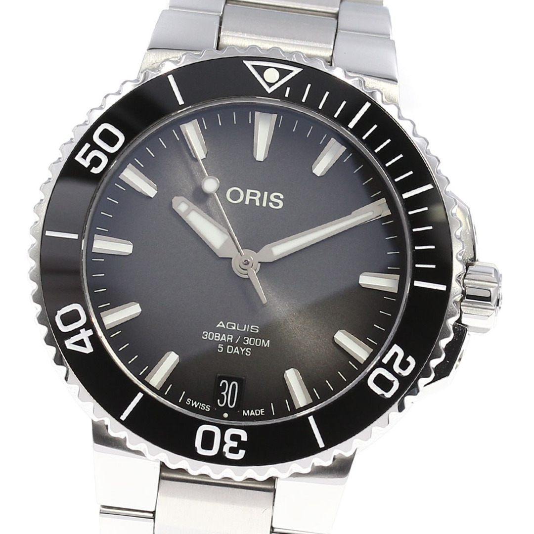 ORIS アクイス ダイバー デイト グレイ メタルバンド自動巻メンズ腕時計