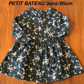 プチバトー(PETIT BATEAU)のPETIT BATEAU 花柄ワンピース 3ans/95cm(ワンピース)