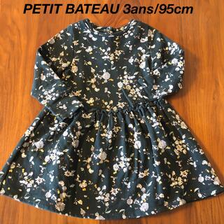 プチバトー(PETIT BATEAU)のPETIT BATEAU 花柄ワンピース 3ans/95cm(ワンピース)