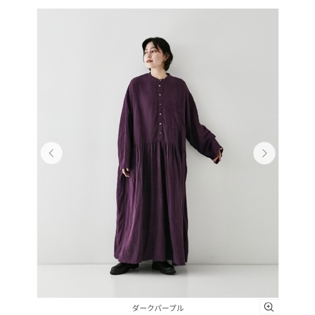 nest Robe - ネストローブ リネン近江晒 切替シャツワンピースの nest Robe - ネストローブ リネン近江晒 切替シャツワンピースの