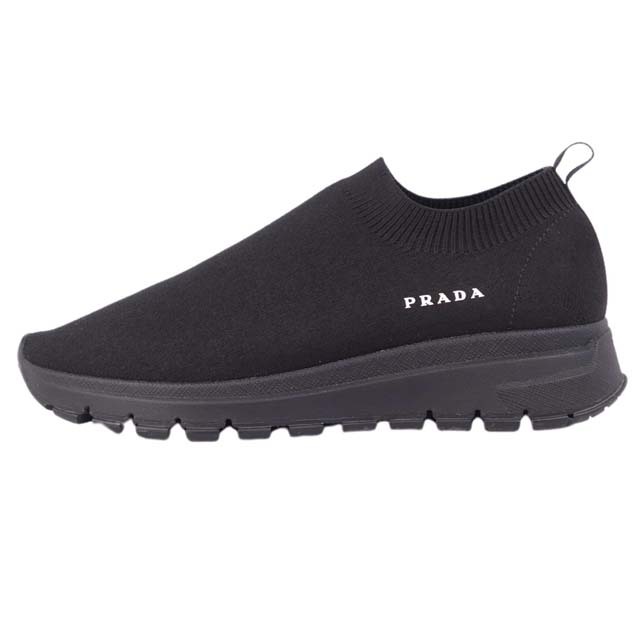 PRADA(プラダ)の美品 プラダ PRADA スニーカー ニット ソックススニーカー ロゴ レディース シューズ 靴 36.5(23.5cm相当) ブラック レディースの靴/シューズ(スニーカー)の商品写真