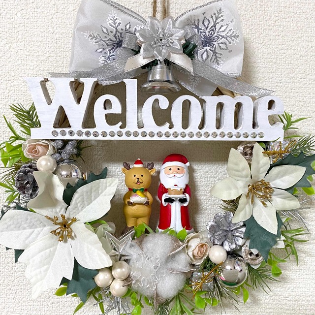 ホワイト クリスマス 白Xmas ウェルカム Welcome フラワー リース☆の ...