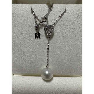 ミキモト(MIKIMOTO)のミキモト　10㎜白蝶×ダイヤモンド　ペンダントネックレス　K18  美品(ネックレス)