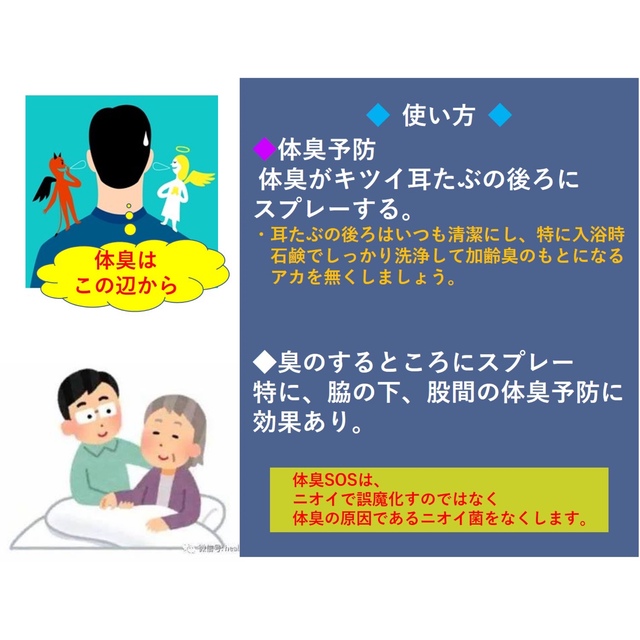 T 体臭 SOS 介護用消臭スプレー　体臭予防　体臭を消す　体臭対策　消臭 コスメ/美容のボディケア(ボディソープ/石鹸)の商品写真