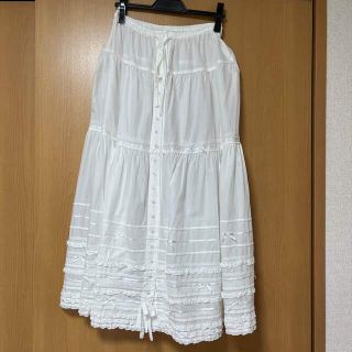 ピンクハウス 綿ローンのスカート 白 ホワイト
