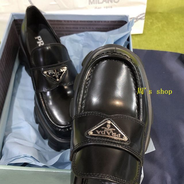 PRADA プラダ ロゴプレート モノリス ローファー7.5 migotohonda.com.br