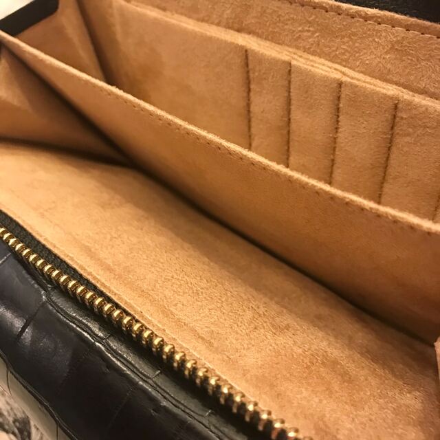 良品☆ リアル クロコダイル お財布ポシェット ショルダー 黒 激安