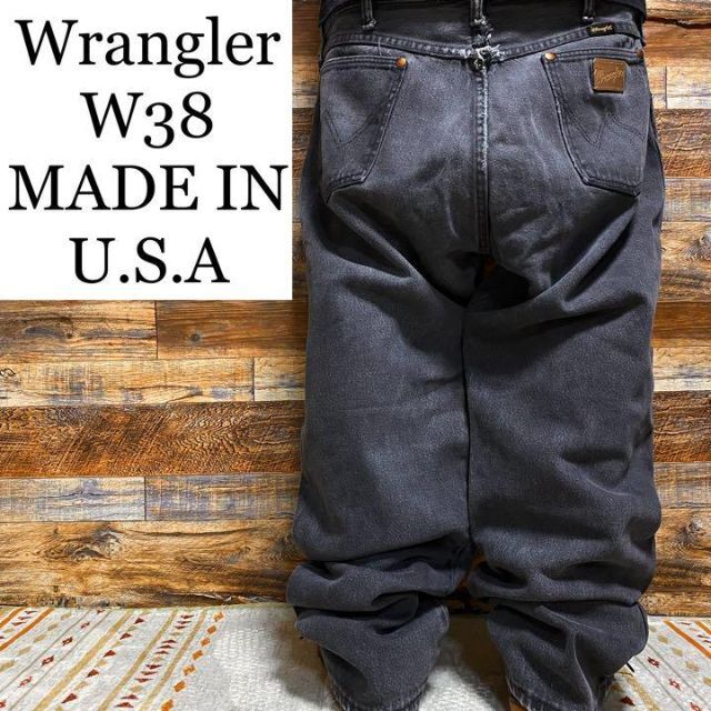 USA製ラングラーw38ブラックデニムジーパン黒ブラックジーンズバギーデニムwrangler