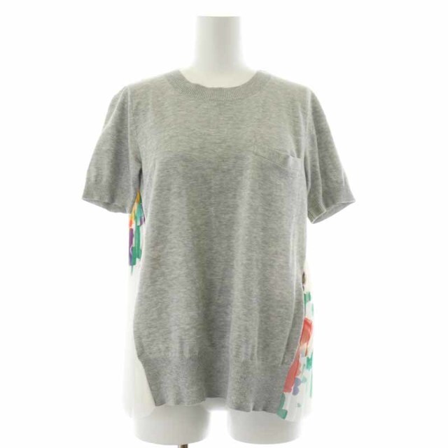 sacai(サカイ)のサカイ 19SS バックプリーツ フラワープリント Tシャツ 1 S グレー レディースのトップス(カットソー(半袖/袖なし))の商品写真