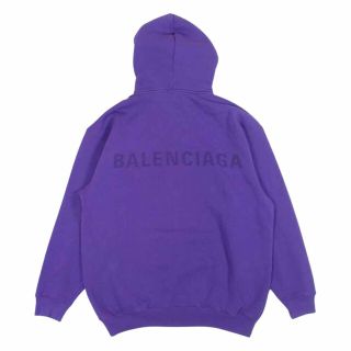 バレンシアガ(Balenciaga)のBALENCIAGA バレンシアガ パーカー 556113 18年 バックロゴ オーバーサイズ プルオーバー パーカー パープル系 S【美品】【中古】(パーカー)