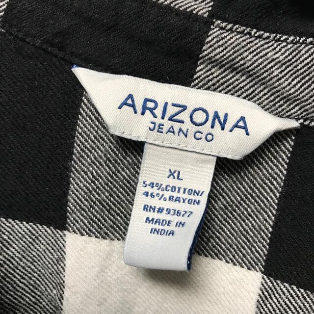 ARIZONA(アリゾナ)の【希少】アリゾナ Arizona チェック ネルシャツ XL レディース 白黒 レディースのトップス(シャツ/ブラウス(長袖/七分))の商品写真