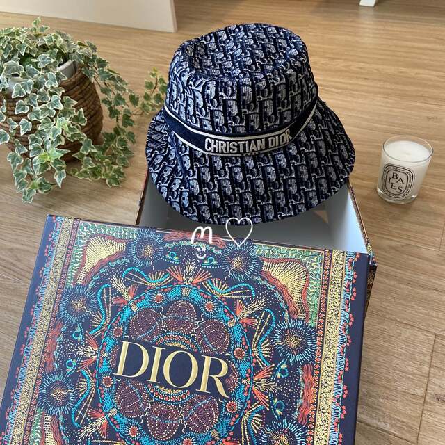 高品質 Christian Dior Dior ディオールオブリーク ボブハット 59 帽子 バケット ベルベット ハット 