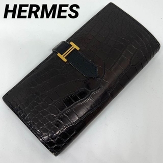 エルメス(Hermes)のHERMES   エルメス　べアン　クロコ　アリゲーター　長財布(長財布)
