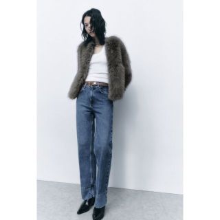 ザラ(ZARA)のZARAクロップドフェイクファージャケット(毛皮/ファーコート)