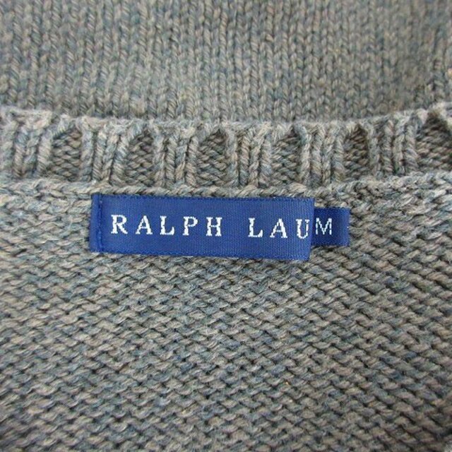 Ralph Lauren(ラルフローレン)のラルフローレン ニット セーター 長袖 Vネック ロゴ 刺繍 M カーキ 赤 レディースのトップス(ニット/セーター)の商品写真