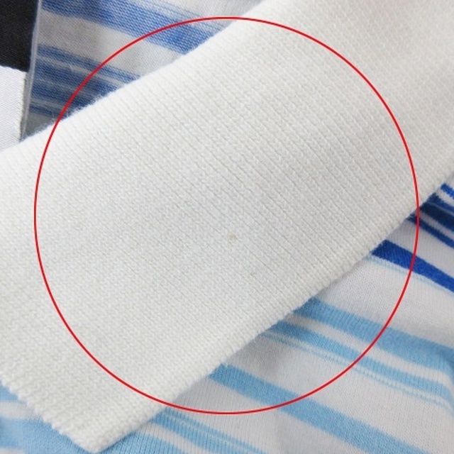 NIKE(ナイキ)のナイキ NIKE ポロシャツ カットソー 半袖 薄手 ボーダー ロゴ M 白 青 レディースのトップス(ポロシャツ)の商品写真