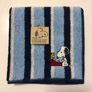 スヌーピー(SNOOPY)のSNOOPY タオルハンカチ　ストライプ　ブルー(ハンカチ)