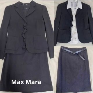 マックスマーラ(Max Mara)の超美品　入社式などにも　Max Mara のスカートスーツ　濃いめのグレー　M(スーツ)