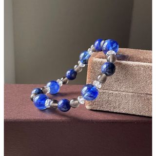 大粒ラピスラズリ&福寿蜘蛛天珠のブレスレット 初めて出品します
