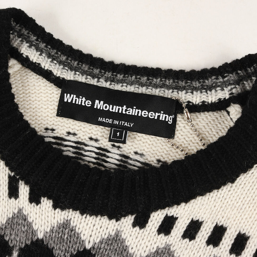 White Mountaineering ホワイトマウンテニアリング ニット ノルディック 柄 クルーネックニット セーター NORDIC PATTERN CREW NECK KNIT 21AW イタリア製 ブラック 黒 1 トップス 長袖 【メンズ】 2