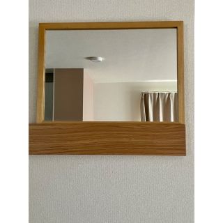 ムジルシリョウヒン(MUJI (無印良品))の壁に付けられる家具ミラー    オーク材　小(壁掛けミラー)