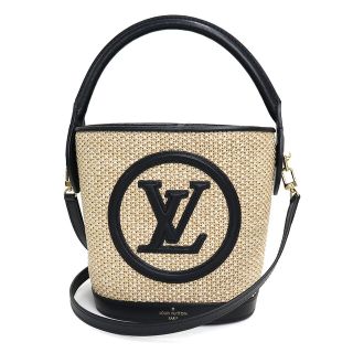 ルイヴィトン LOUIS VUITTON プティ・バケット ラフィア(ヤシ)/レザー ノワール ナチュラル/ブラック M59961 ハンドバッグ クロスボディ ショルダーバッグ かごバッグ 未使用品