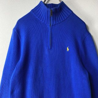 ポロラルフローレン(POLO RALPH LAUREN)のポロ ラルフローレン コットン ハーフジップニット 青 ブルー XL(ニット/セーター)