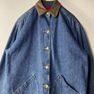 90’s limited jeans デニム カバーオール レザー切り替え(カバーオール)