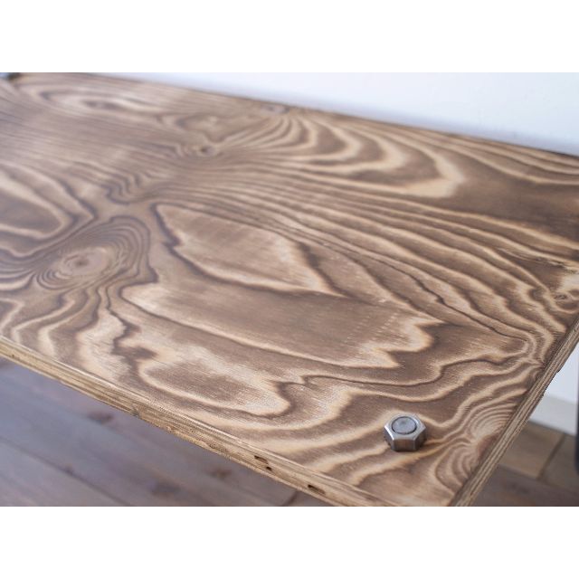 wood iron table インテリア/住まい/日用品の机/テーブル(ローテーブル)の商品写真