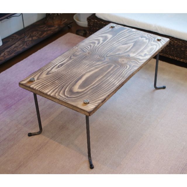 wood iron table インテリア/住まい/日用品の机/テーブル(ローテーブル)の商品写真