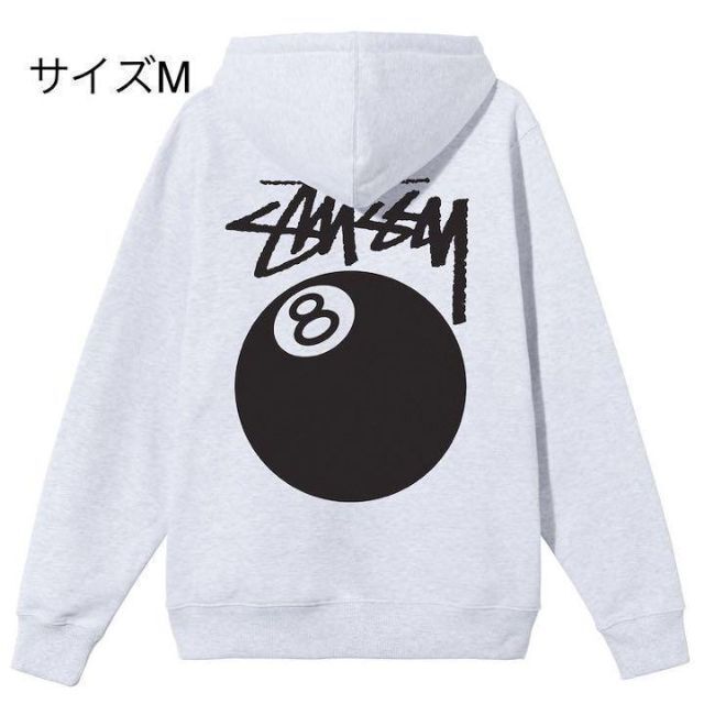 【新品】stussy スウェットパーカー　サイズM グレー　8ボールメンズ