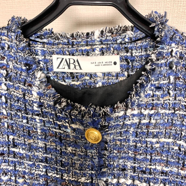 ZARA ツイードジャケット　ザラ　美品　ブルー