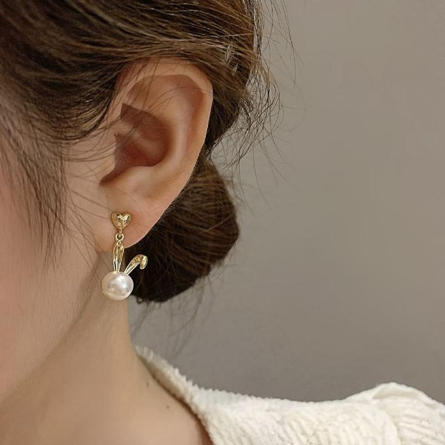 ピアス パール ウサギ アニマル ニッチ ユニーク s925針 ボヘミアンの通販 by yukicom's shop|ラクマ