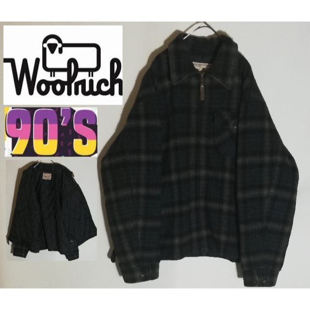 95 90年代 WOOLRICH L ウールジャケット 裏キルティング 中綿