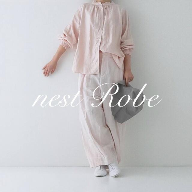 限定 * nest Robe * サクラ染めリネンスタンドフリルブラウス