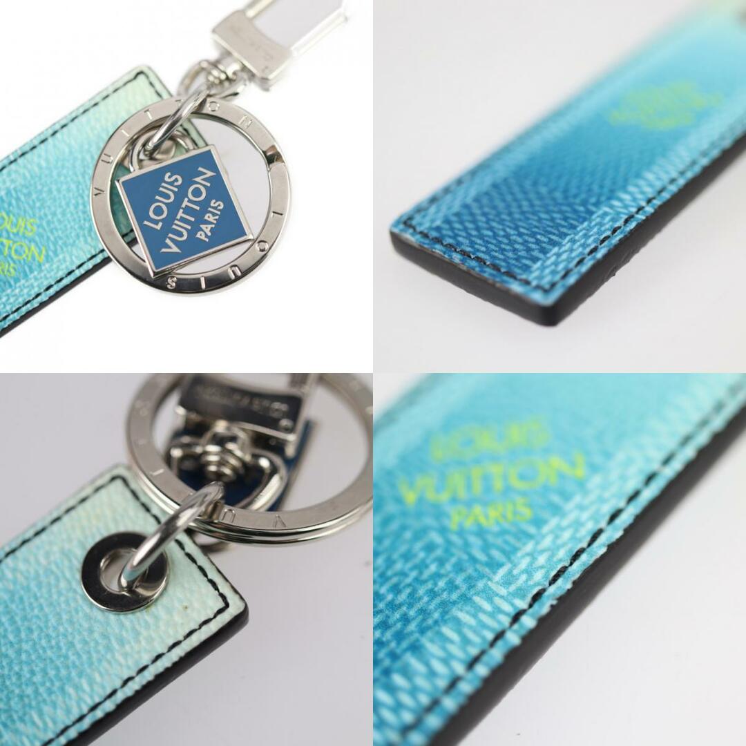 LOUIS VUITTON ルイ ヴィトン ポルトクレ ダミエ ストライプス キーホルダー M00735 PVC メタル ブルーヴェール シルバー金具 キーリング バッグチャーム ビトン 【本物保証】