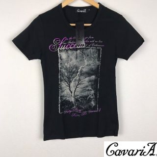 キャバリア(CavariA)の新品 キャバリア 半袖Tシャツ ブラック サイズ46 タグ付未使用品(Tシャツ/カットソー(半袖/袖なし))