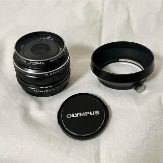 オリンパス(OLYMPUS)の【11/2値下げ】【純正フード付き】オリンパス17mm  F1.8 美品(レンズ(単焦点))